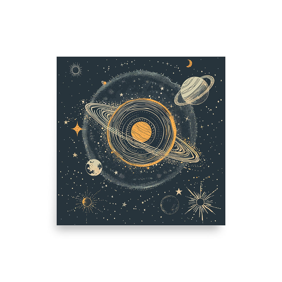 Vintage Faded Solar System Art Print Retro Space Theme Wall Art
