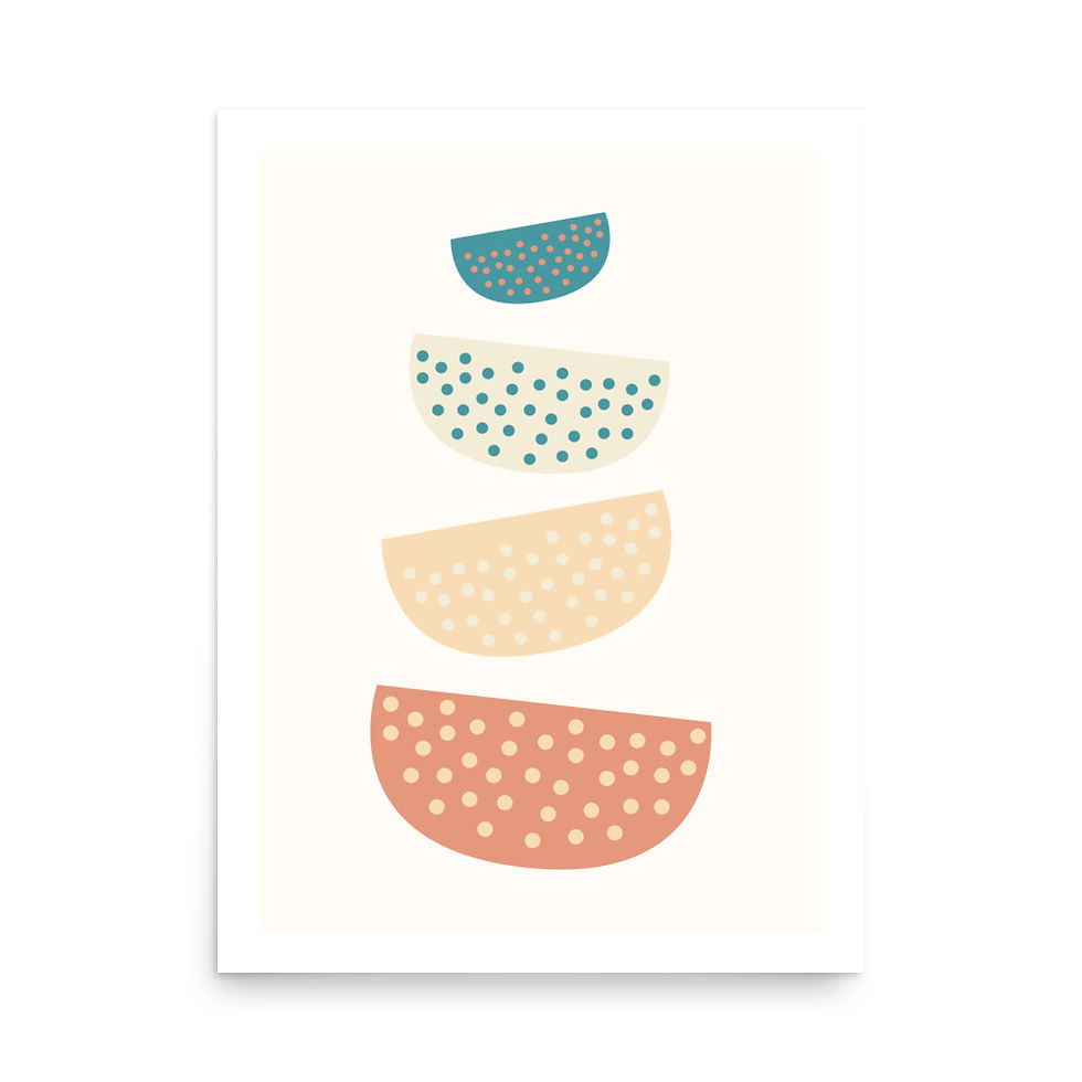 Cute Colourful Dotted Semi-Circles Art Print Trendy Wall Art