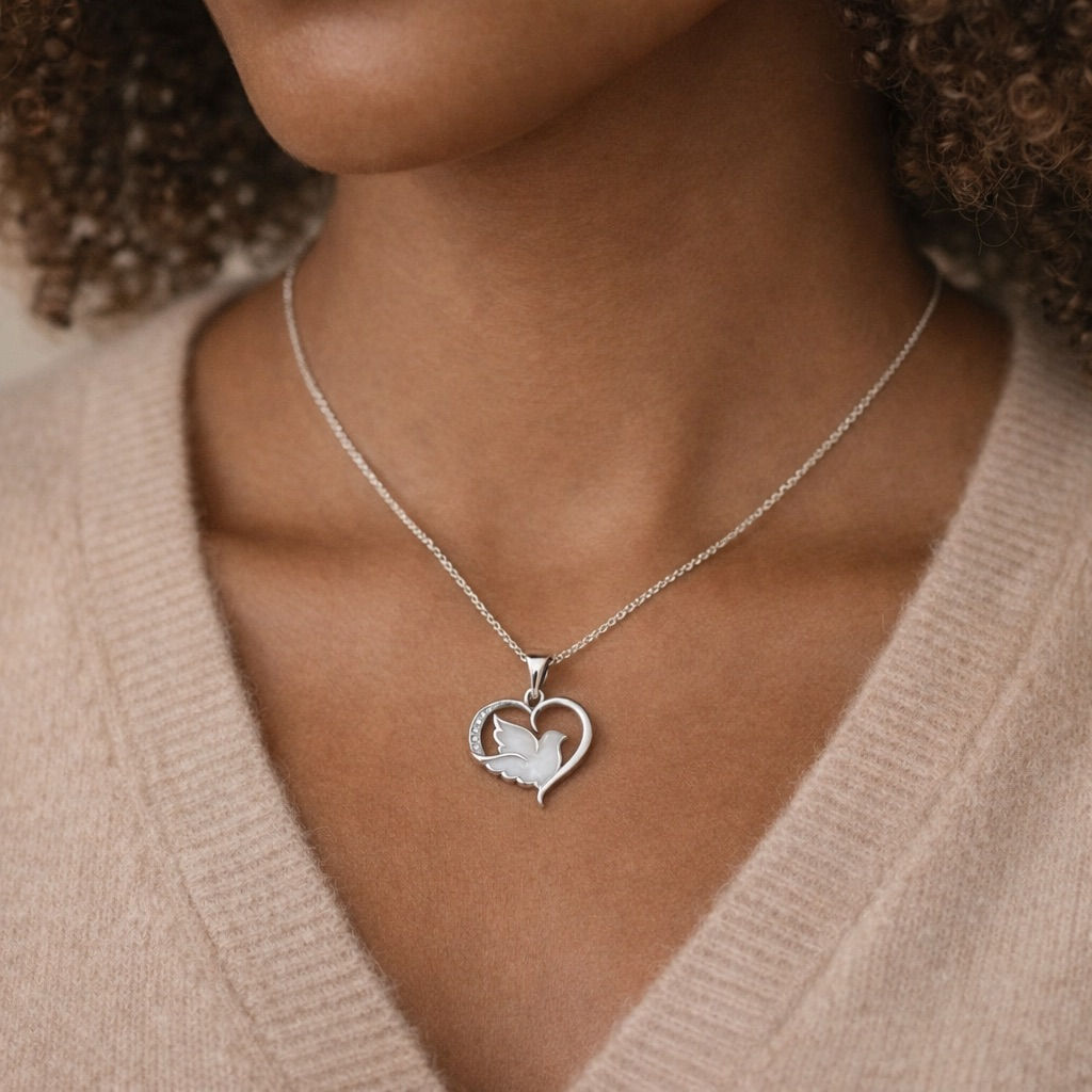 Solace Silver Dove Memorial Necklace (Available in gold plating)