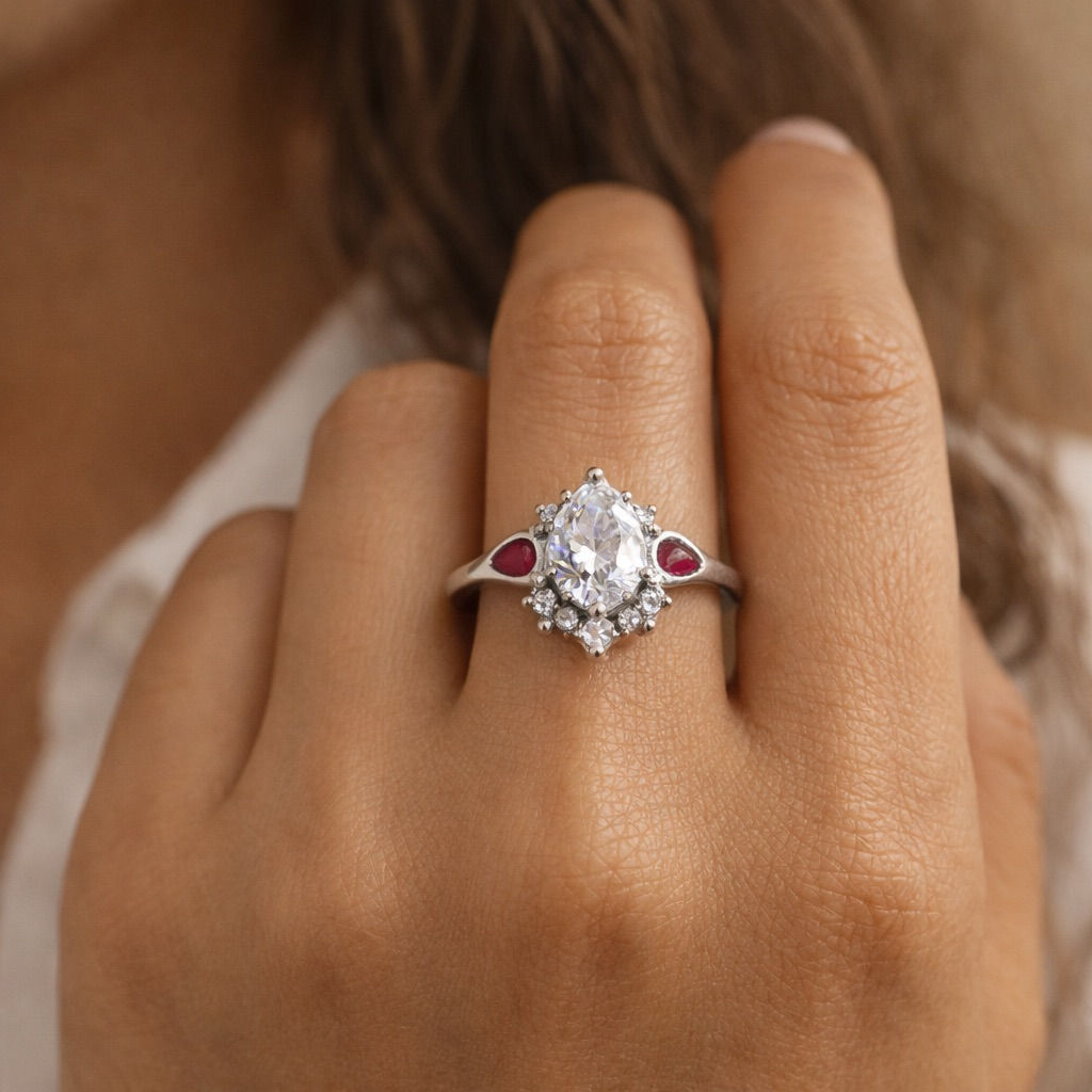 Silver dewdrop memorial ring for ashes