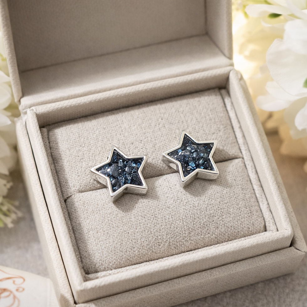 Thumbnail: Silver Star Memorial Necklace & Earring Set