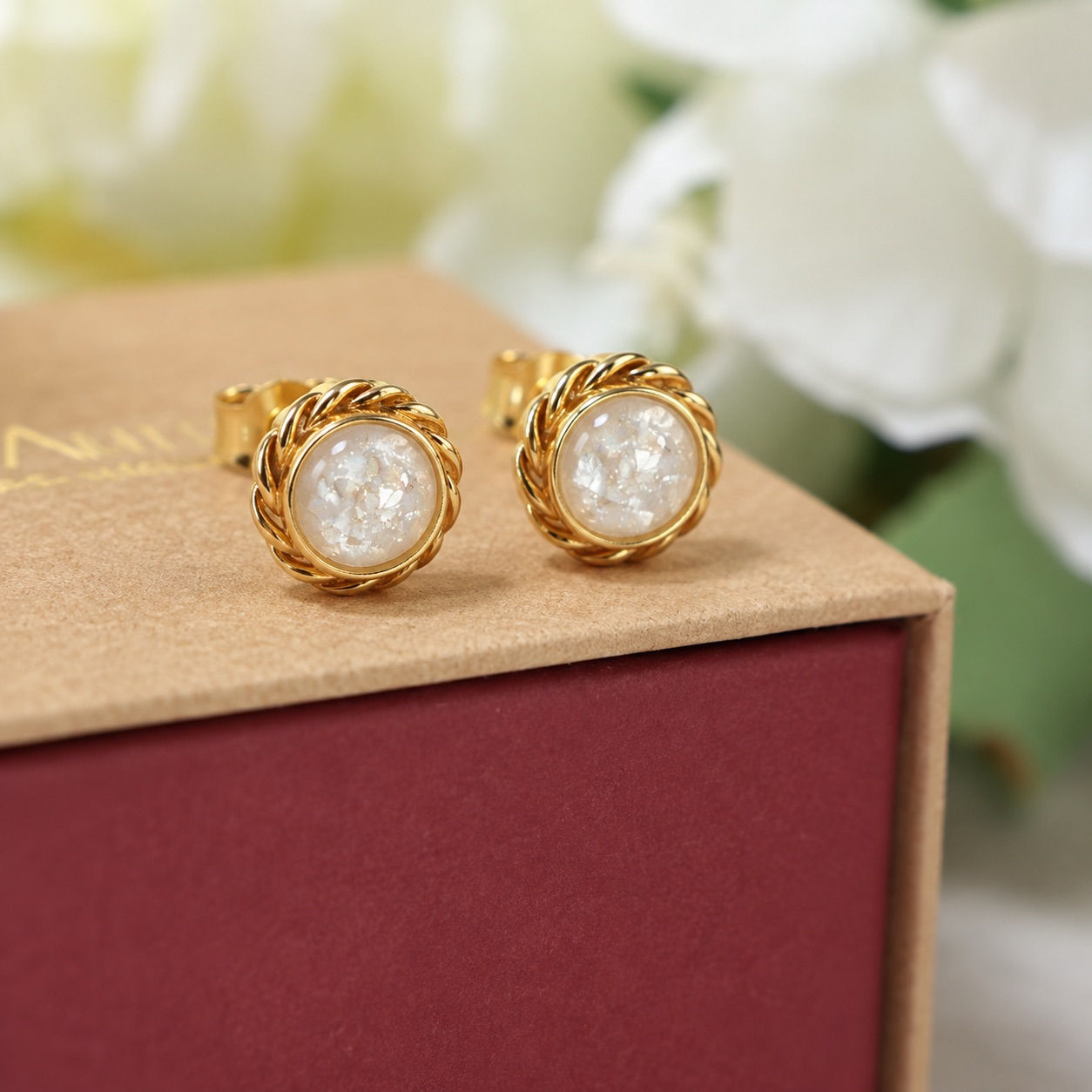 Rope Edge 9ct Gold Stud Memorial Earrings