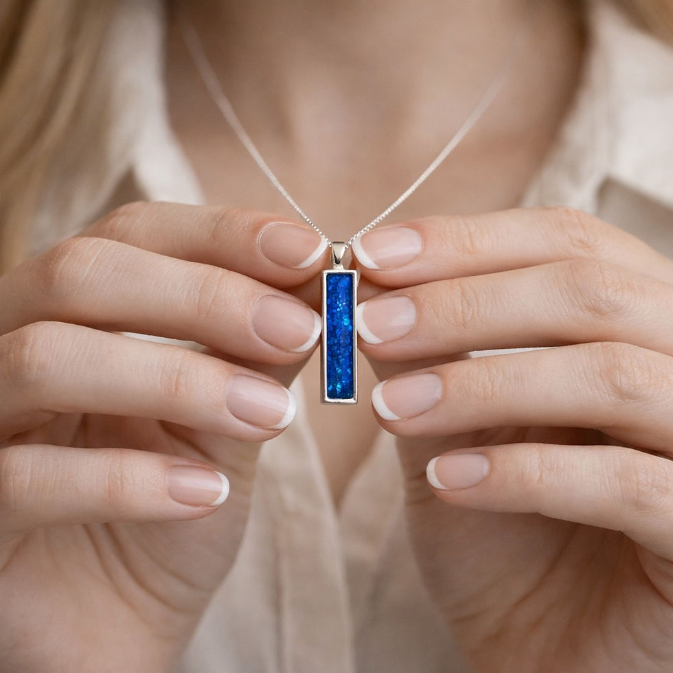 Thumbnail: Legacy Oblong Silver Memorial Necklace