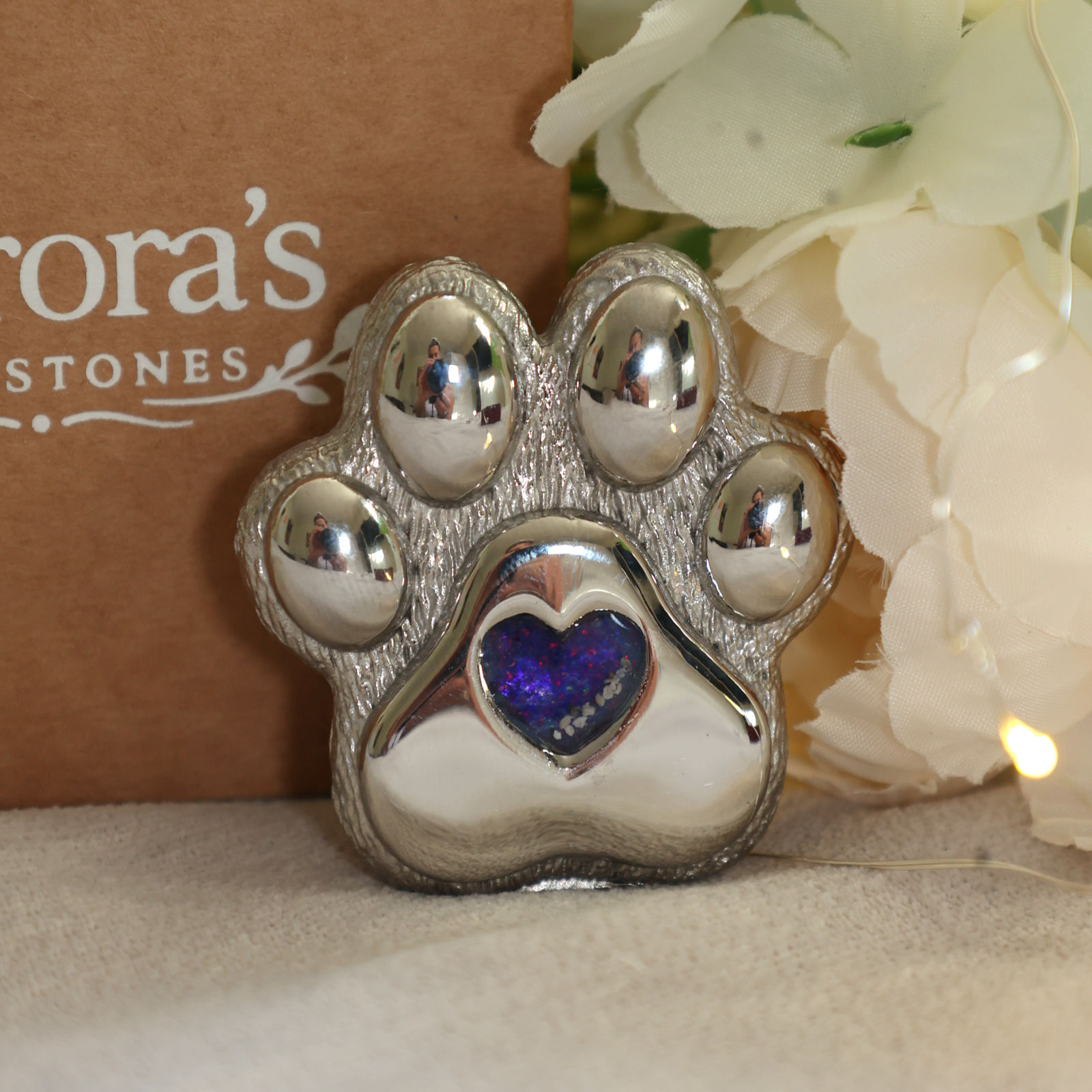 Stainless Steel Pawprint Memorial Ornament