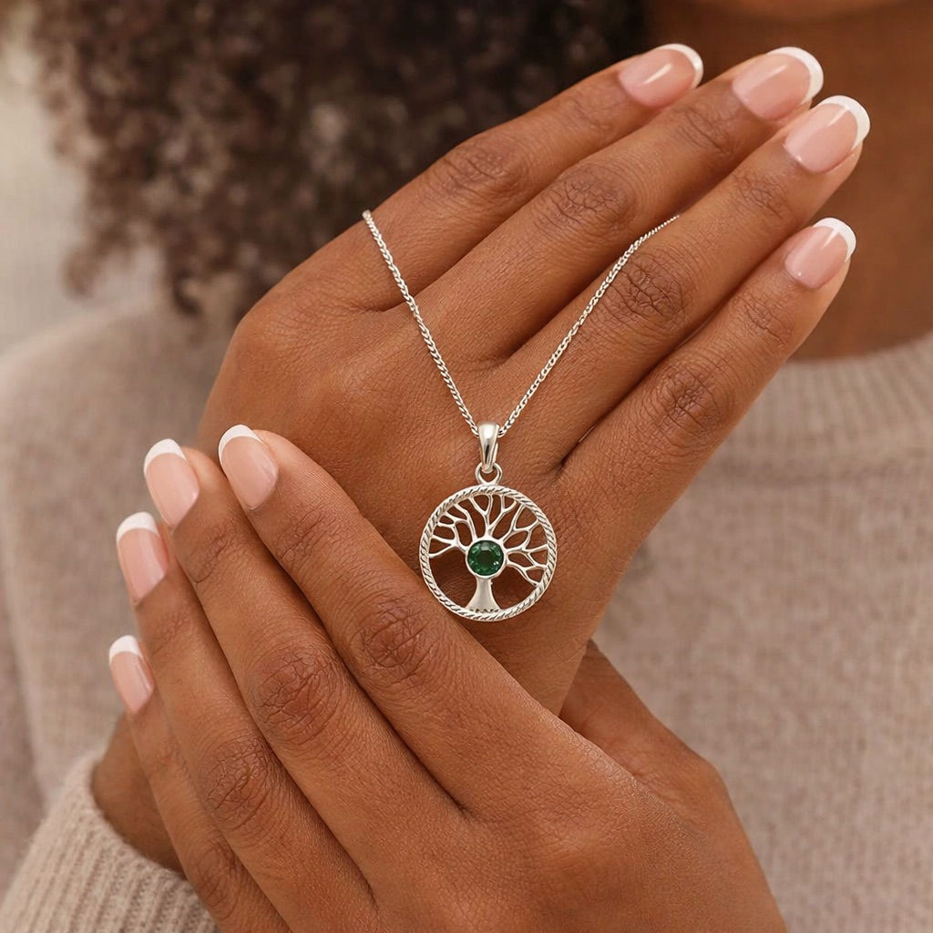 Silver Tree Of Life Memorial Necklace With Central Resin Setting