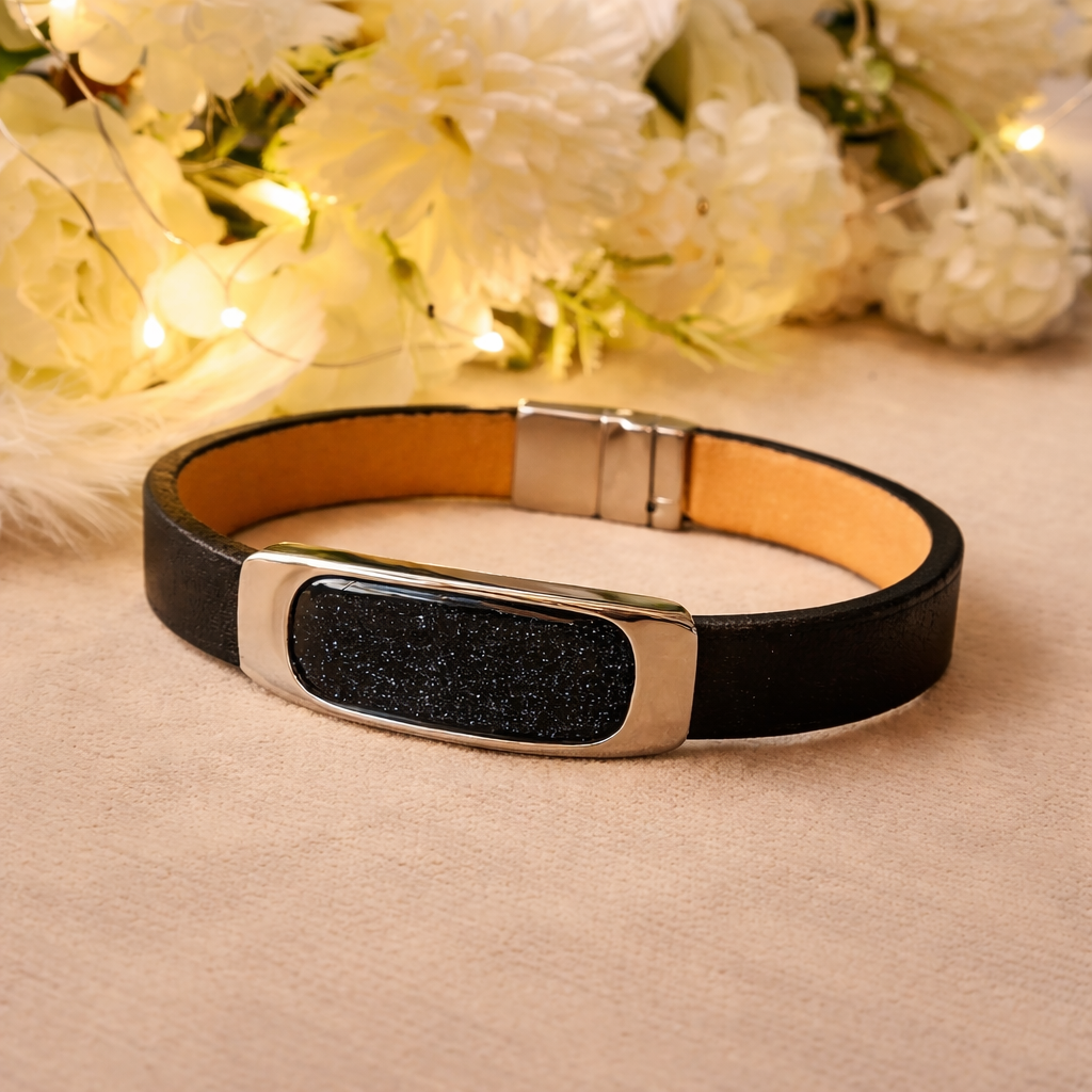 Leather Bracelet With Silver Setting Area