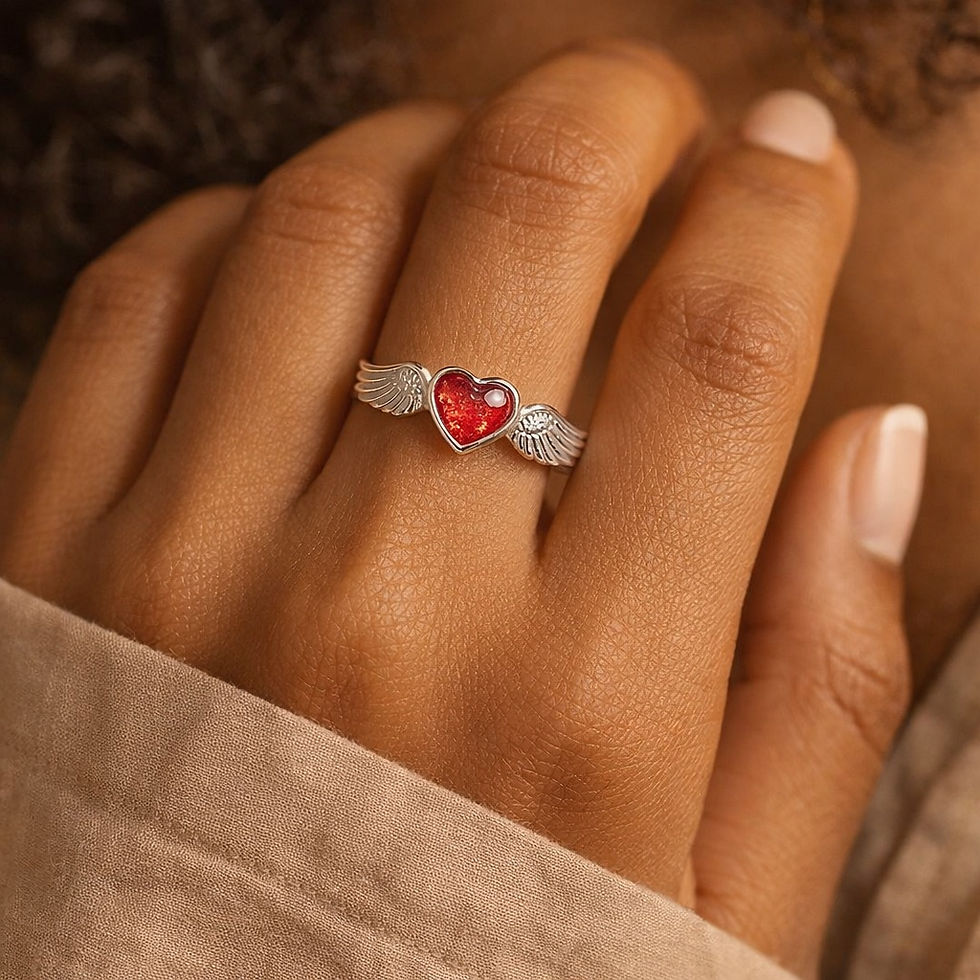 Carry My Heart Silver Memorial Ring With Heart Resin Setting