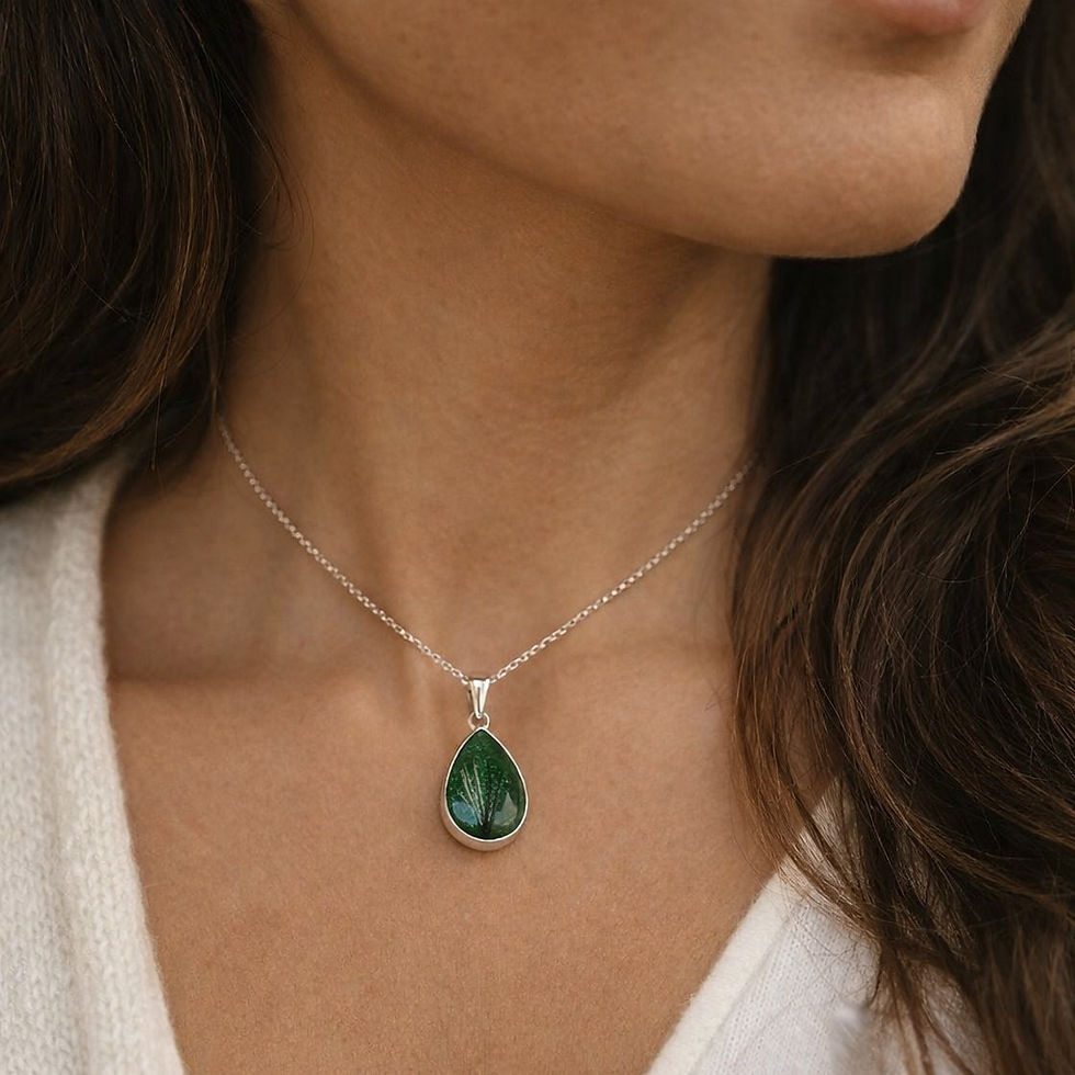 Silver Pear Set Memorial Necklace For Ashes / Hair