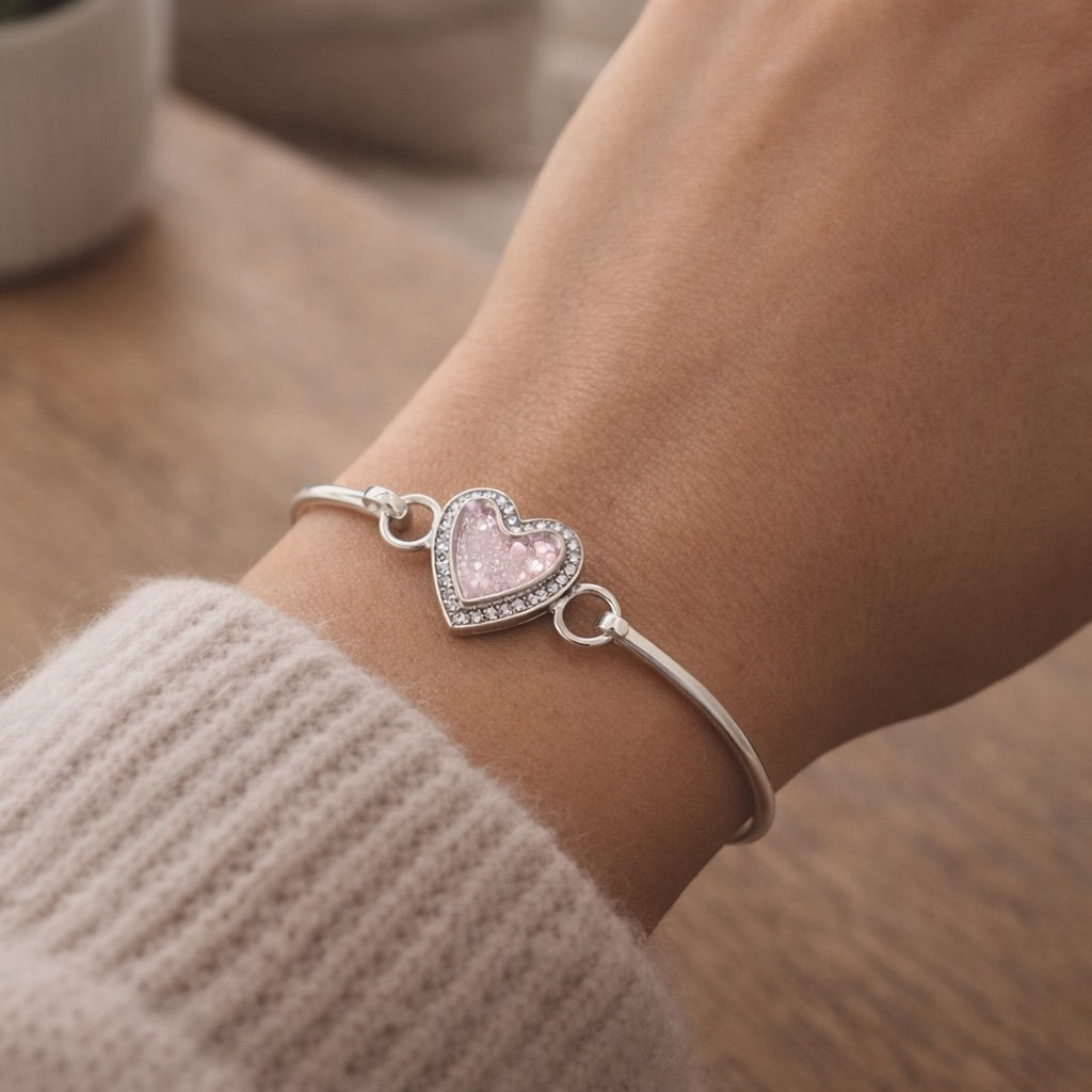 Gracie Silver Heart Memorial Bangle