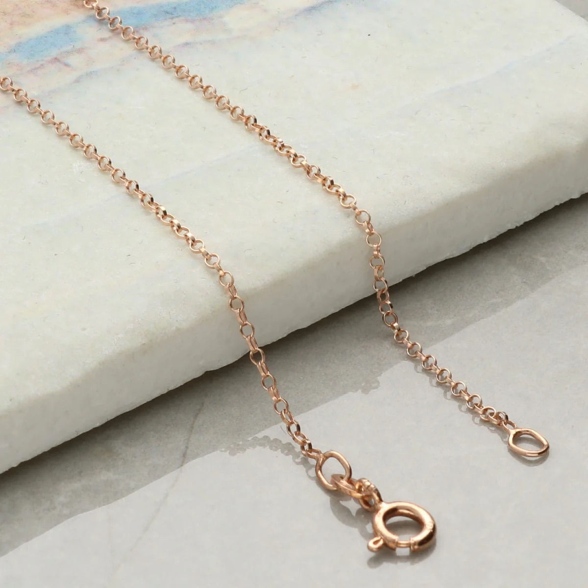 9ct Rose Gold Vermeil on Sterling Silver 1.8mm Belcher Chain