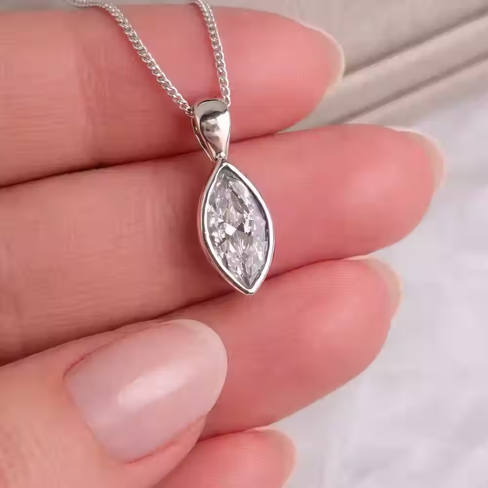 Secretly Set Marquise Memorial Necklace