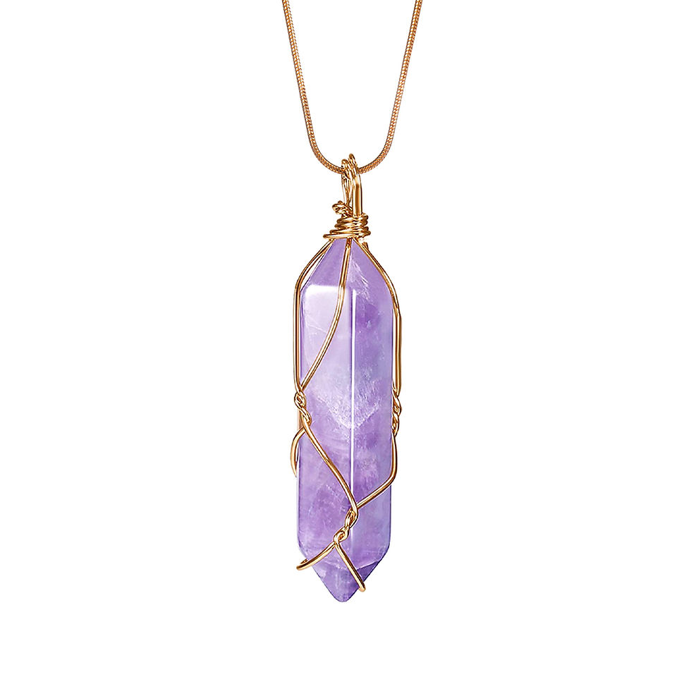 Thumbnail: Healing Crystal Stone Necklace Wire Wrapped Gemstone