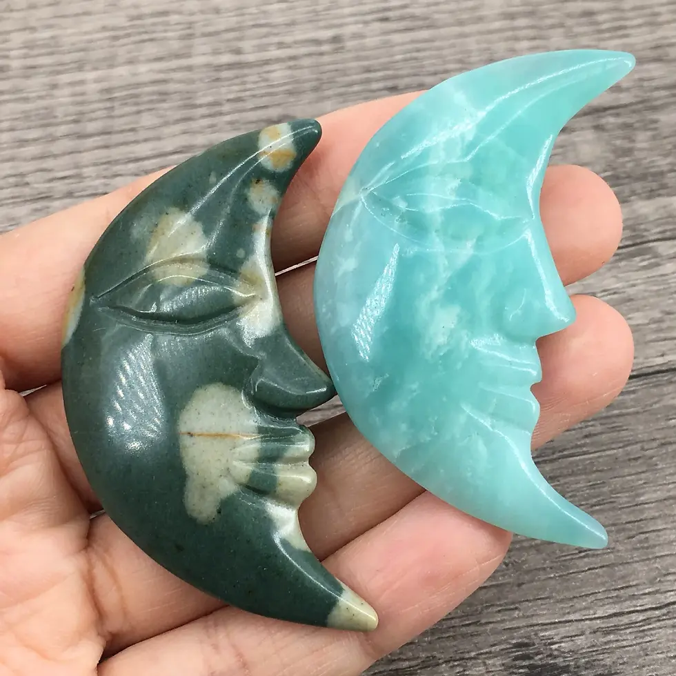 Thumbnail: Diy Natural Cherry Blossom Flower Agate Moon Face Crystal Crystals Moon