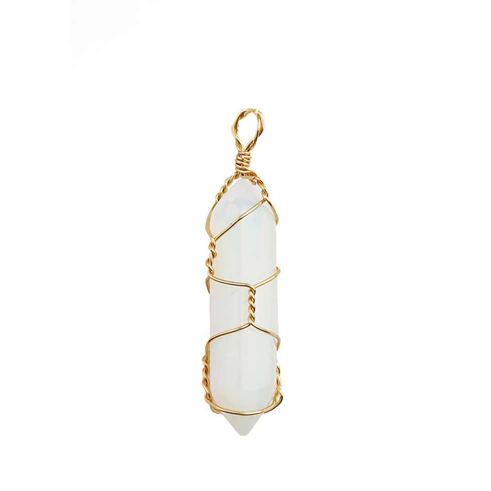 Thumbnail: Healing Crystal Stone Necklace Wire Wrapped Gemstone