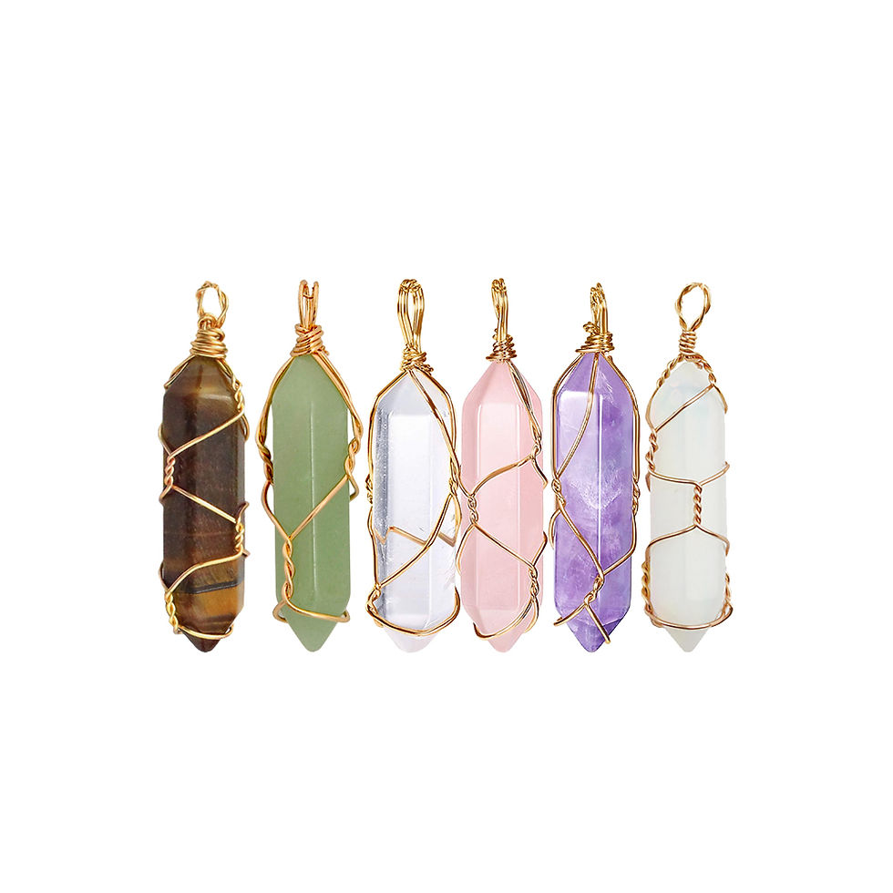 Thumbnail: Healing Crystal Stone Necklace Wire Wrapped Gemstone