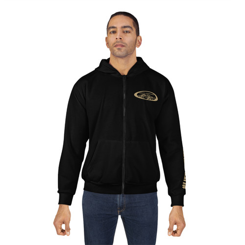 Tan logo black Unisex Zip Hoodie | 4xFOUR NATION