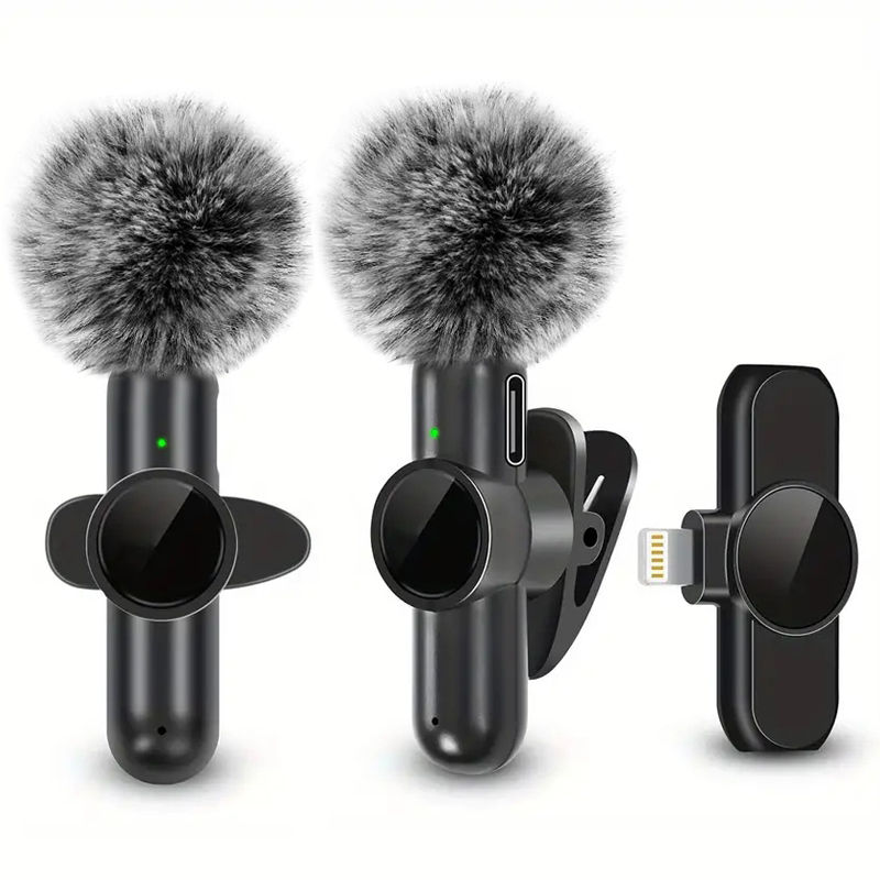 Wireless Lavalier Microphone With Windproof Cover Audio Video Recording Mini Mic