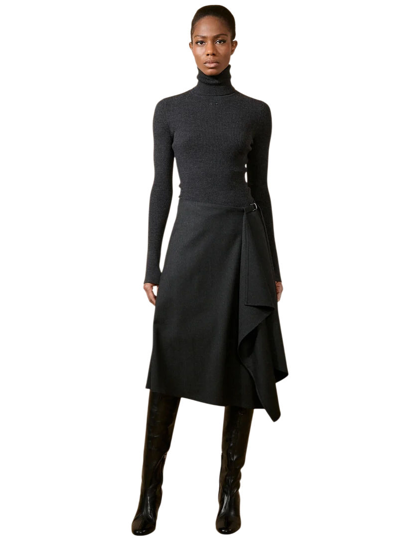 Pull à col roulé en maille mérinos anthracite BARARA BUI