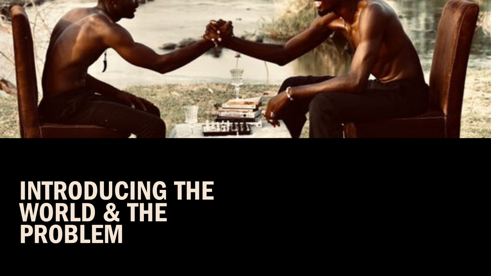 two men are sitting at a table holding hands .