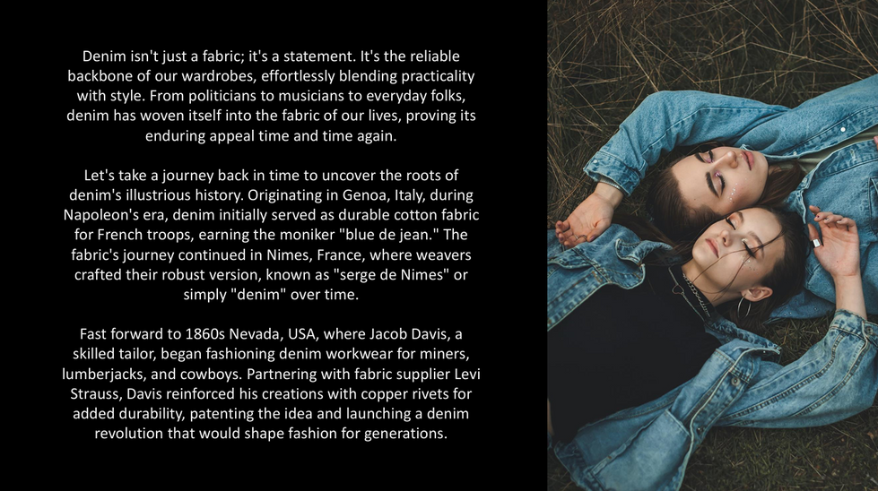 a black background with a picture of a person and text about fabric