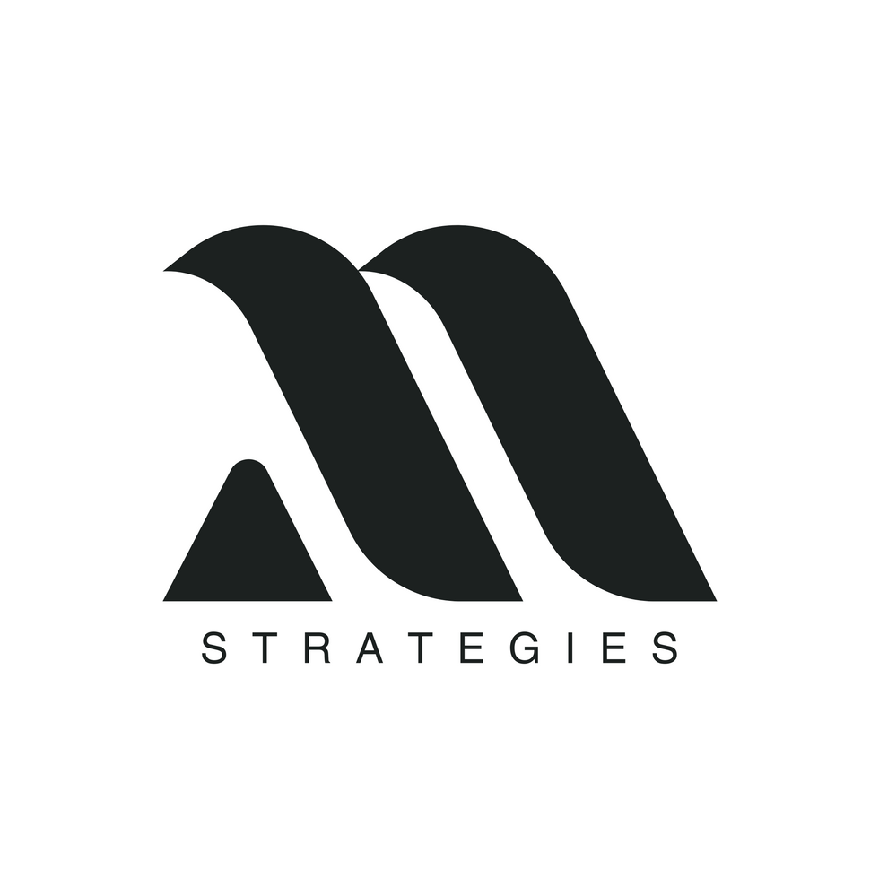 a black and white logo that says strategies on it
