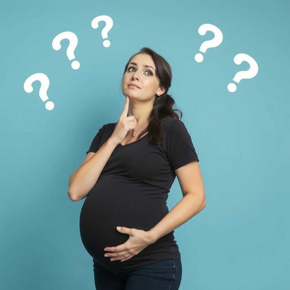 pregnant woman thinking of all questions about the packages.jpg