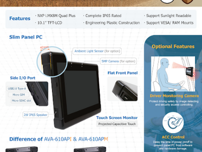 AVA-610AP Series E-Mark certified In-Vehicle Panel PC