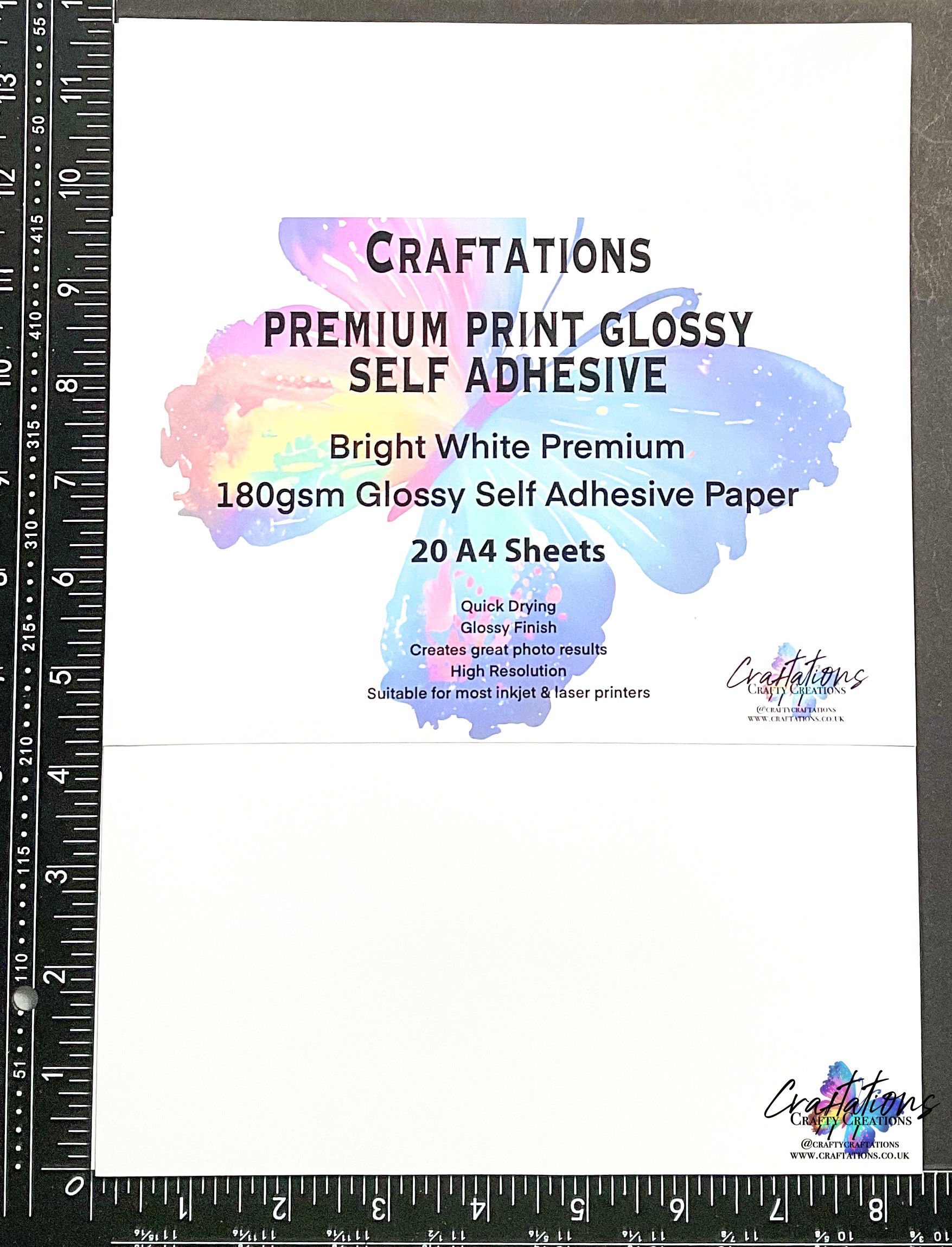 180gsm Glossy Self Adhesive Premier (Pro) Print Paper (20 Sheets)