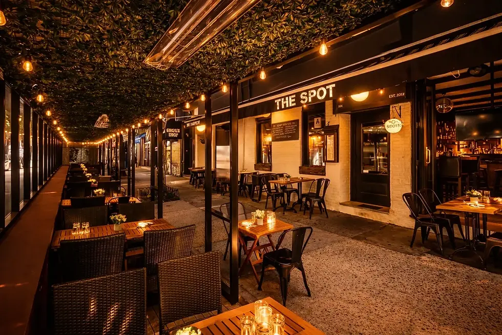 Outdoor image of a restaurant in NYC called 'The Spot'