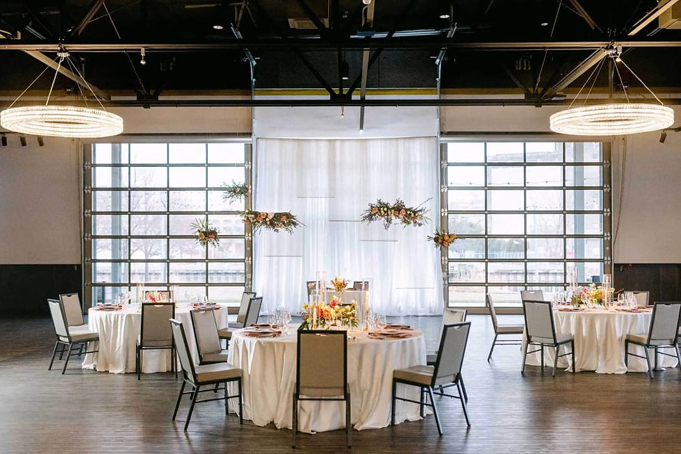 Event space set for a banquet at the Harley-Davidson Museum in Milwaukee
