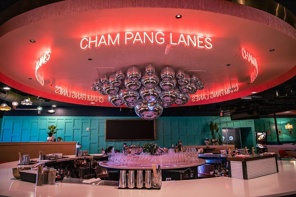 Duckpin bowling lanes and lounge at Châm Pang Lanes in downtown Phoenix