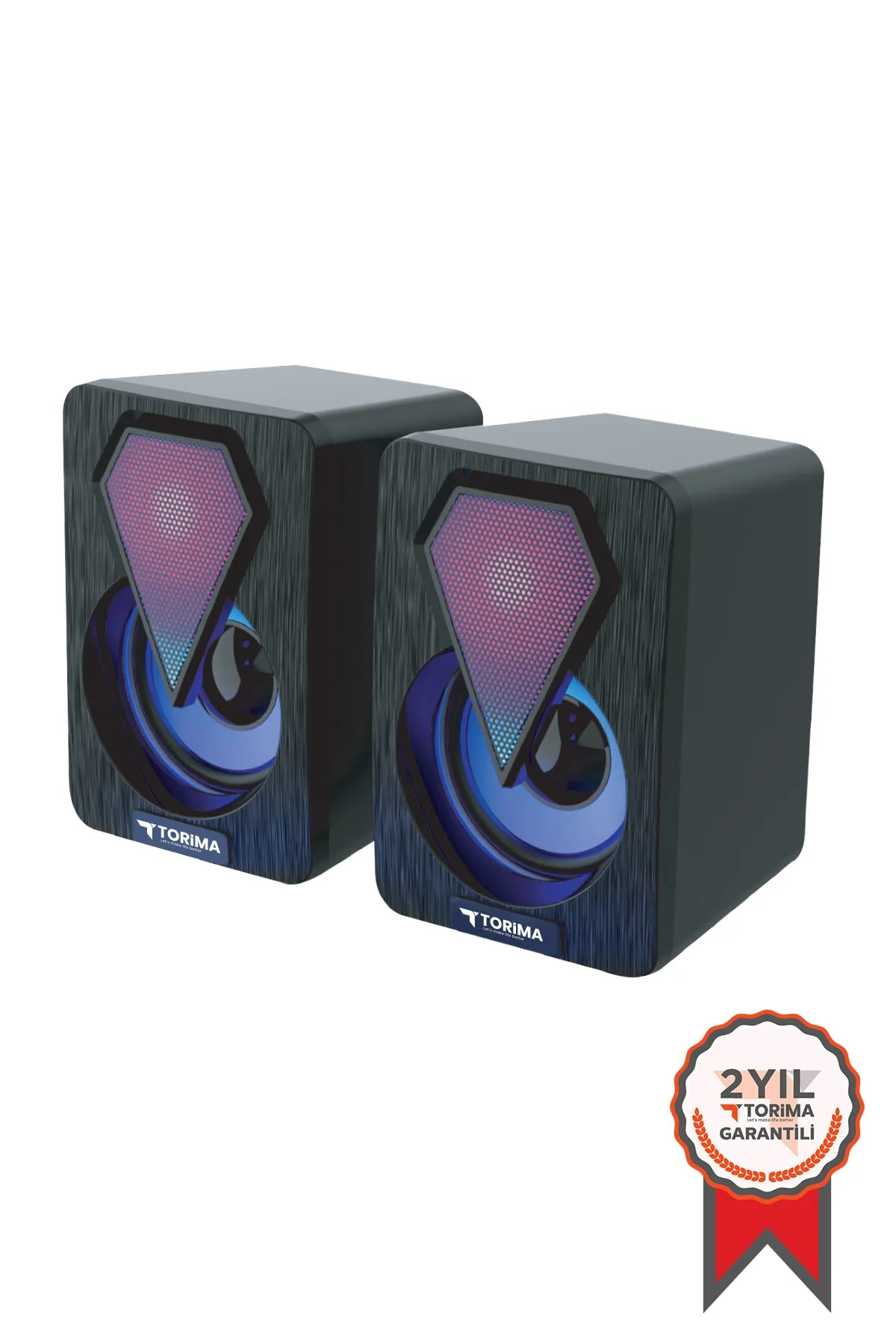 Torima Işıklı Bilgisayar Hoparlörü 1+1 Ses Sistemi 3.5mm Jack Girişli Multimedia