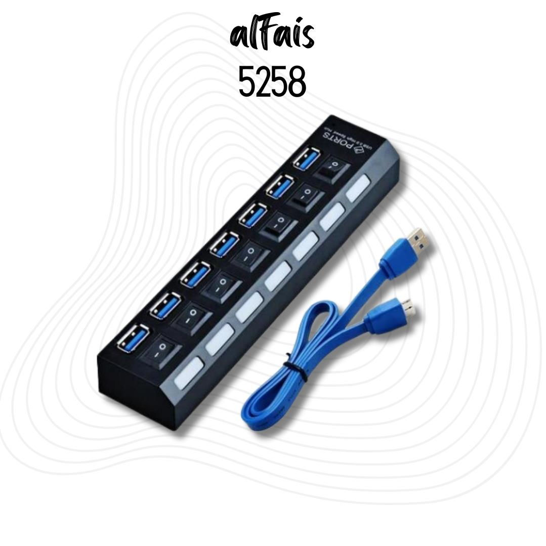 Alfais 5258 7 Port Usb 3.0 2.0 Hub Anahtarlı Çoklayıcı Çoğaltıcı Switch