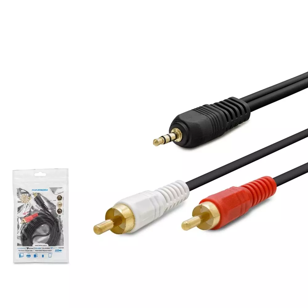 Hadron Hdx1024 3.5Mm To 2Rca Kablo 2Line Gold 1.5M Siyah