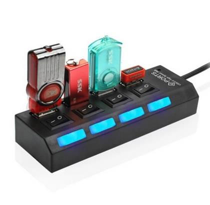 Küçük resim: Alfais 4863 4 Port Usb 2.0 Hub Çoğaltıcı Çoklayıcı Switch Işıklı Anahtarlı