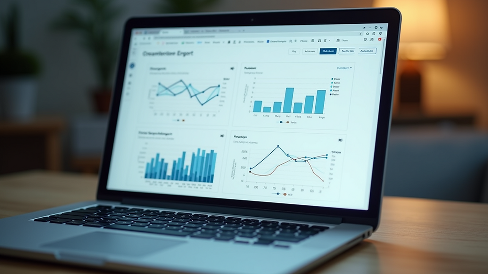 Eye-level view of a laptop screen showing a project management dashboard