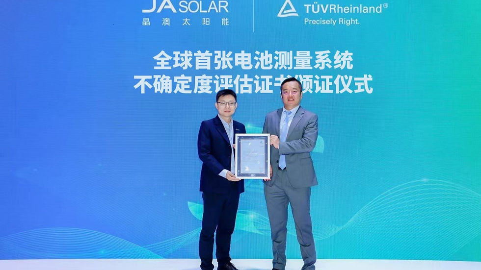 JA Solar estabelece novo padrão global de precisão em testes fotovoltaicos com certificação inédita da TÜV Rheinland