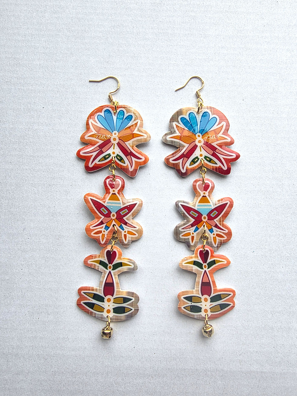 Dakota floral plaid 3 tier resin earrings