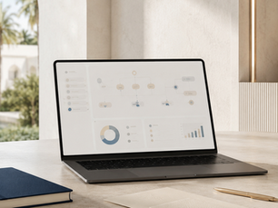 A refined hospitality-inspired setting with a folio, water glass, and discreet service details, representing the member and client experience as part of brand reputation.