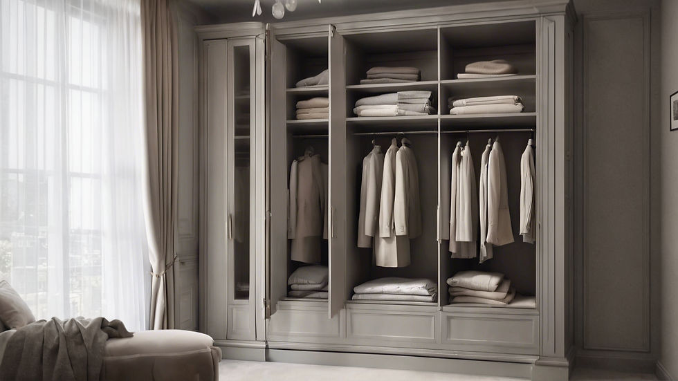 High angle view of a retro-inspired clothing rack filled with vintage garments