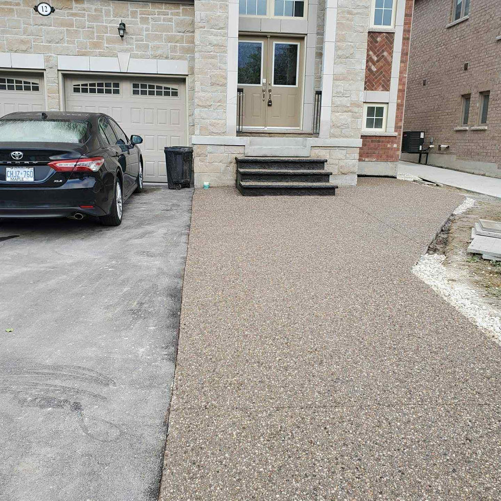 exposed walkway with colour bullnose steps