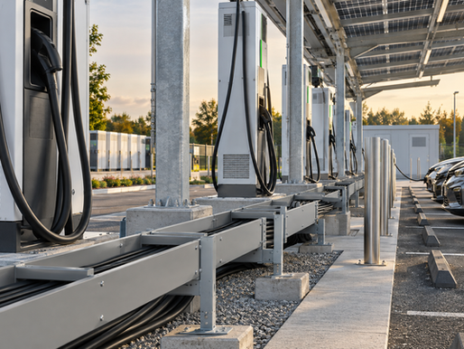 UK EV charging hub infrastructure representing 123677 public chargers at end of August 2026 with BEVs hitting 30% new car market share and ultra-rapid 150kW chargers surpassing 15000 units — FRP cable trays structural profiles and ground level containment providing non-conductive corrosion immune UV stable secondary infrastructure across 20-year outdoor road salt and high-voltage DC hub environments