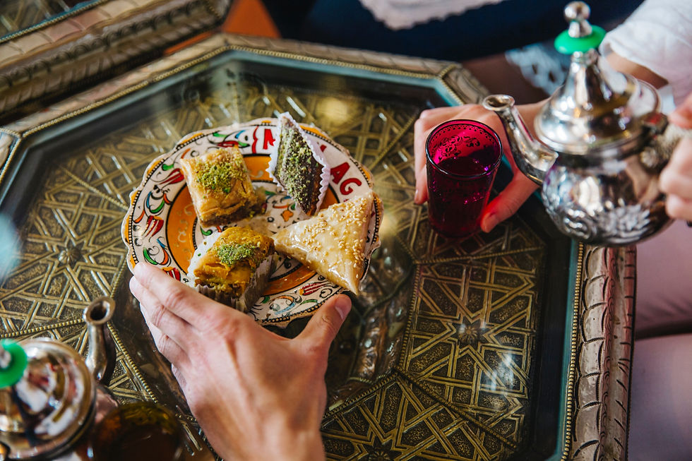 Arab food with tea.