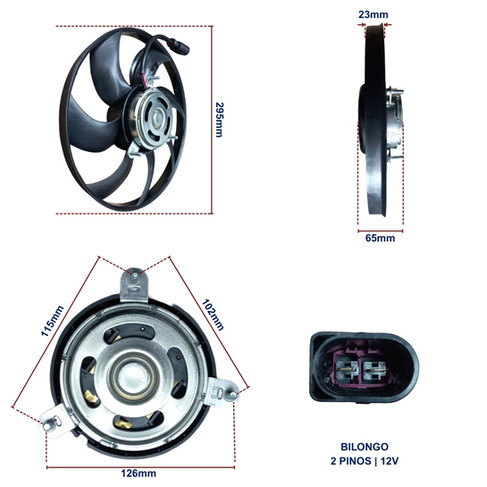 Eletroventilador KT101093 dimensões