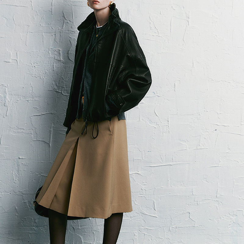 Thumbnail: Sculpted Leather Zip Jacket