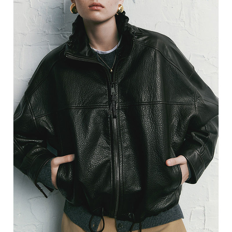 Thumbnail: Sculpted Leather Zip Jacket