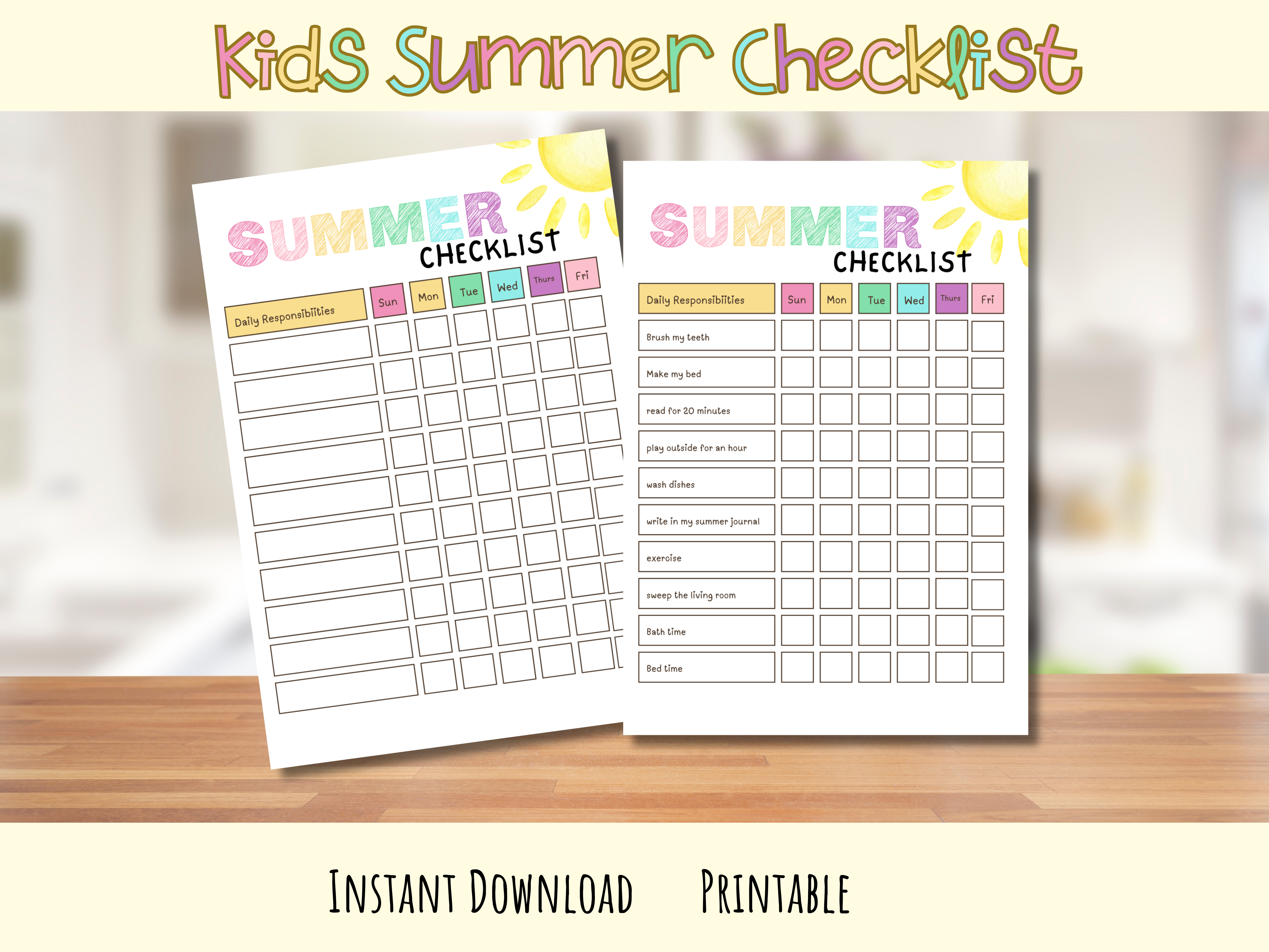 Kids Summer Checklist