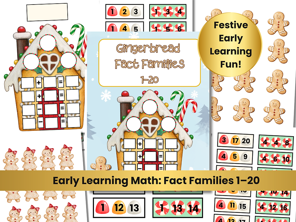 Gingerbread Math Fact Families 1–20 | Early Learning Christmas Math Printable |