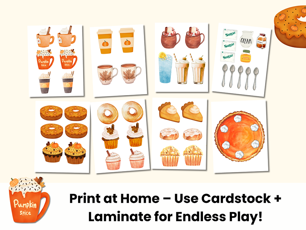 Thumbnail: Pumpkin Spice Dramatic Play Café Printable | Fall Preschool Activities