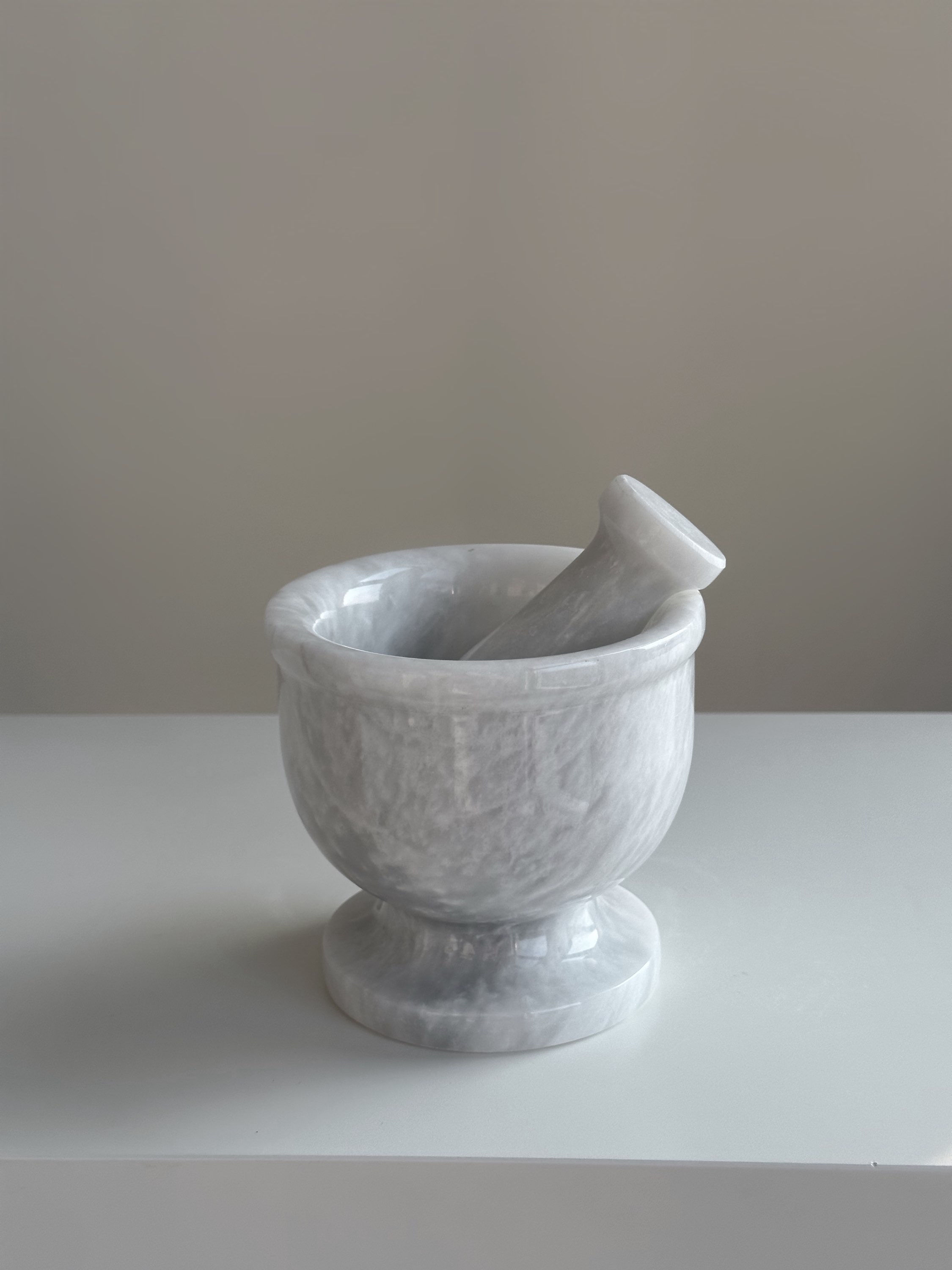 Mortar & Pestle - White & Grey Onyx